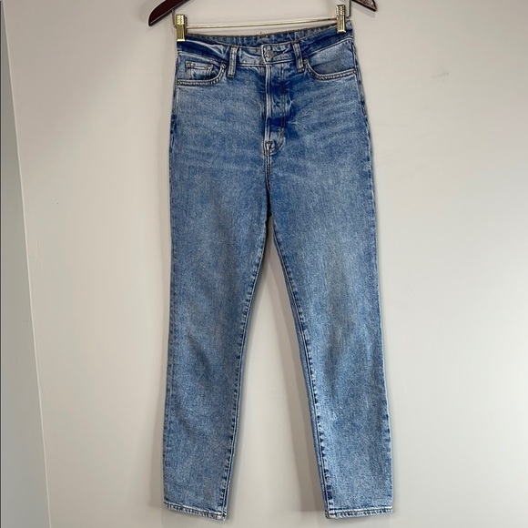 H&M &Denim Mom Jeans Ultra High Waist Ankle Blue Medium Wash Button Fly Size 2 - Picture 2 of 12